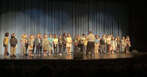 Middle Township Elementary #2 students on stage during dress rehearsal for the 2022 Spring Concert.